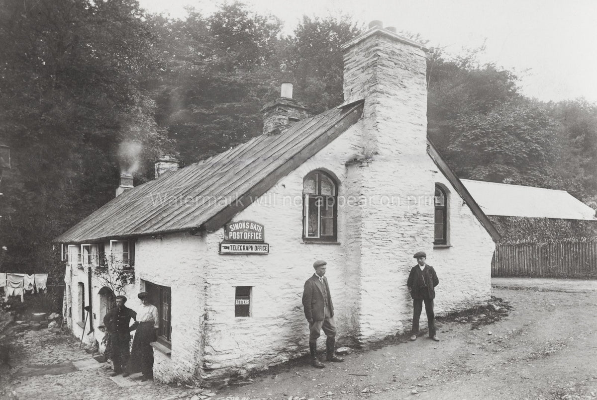 Simonsbath Somerset Post Office Telegraph Rural Cottage Vtg. Photo 19thC.