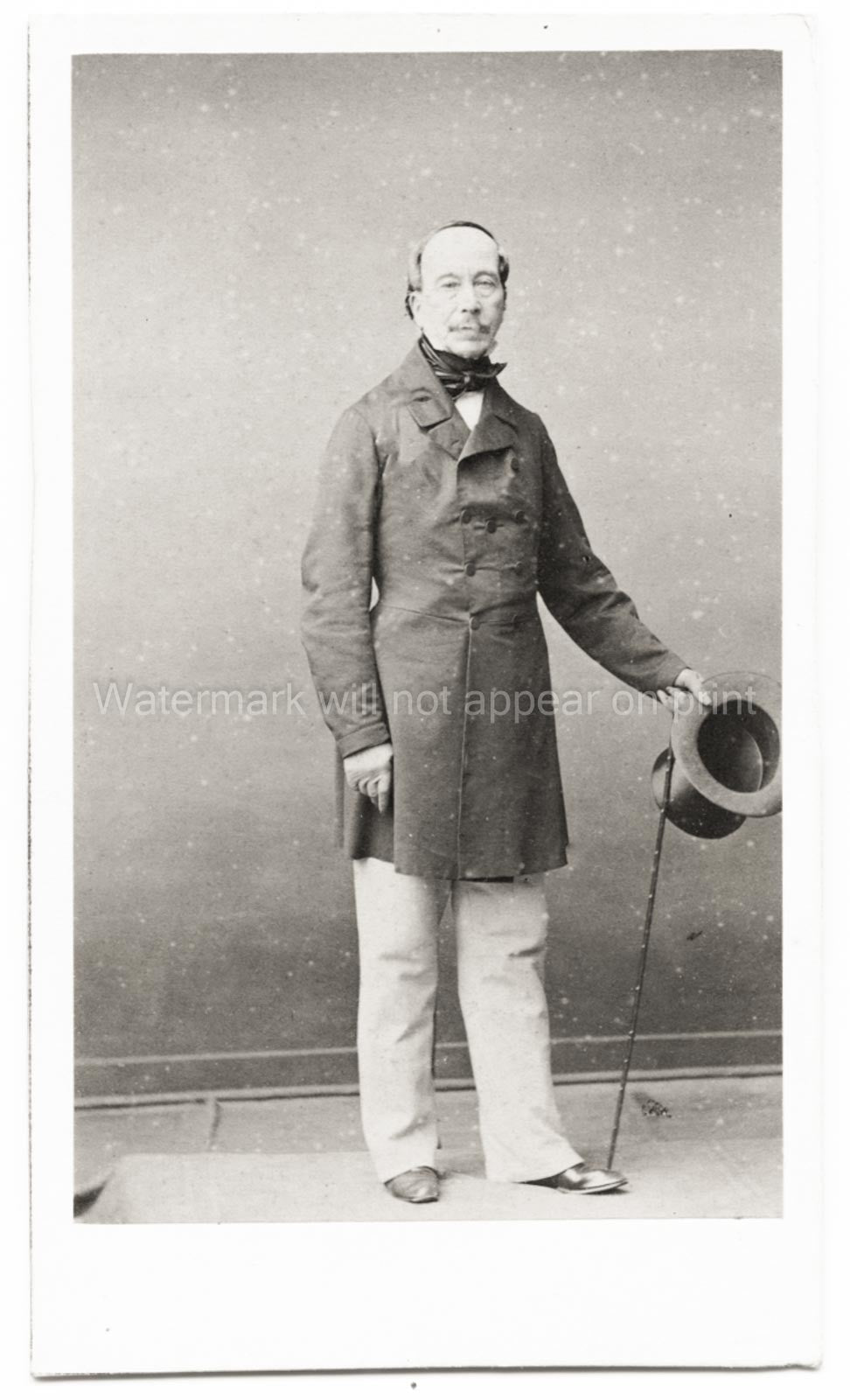 French General Nicolas Changarnier Full-Length Portrait Top Vtg. Photo 19thC.