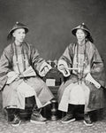 2 Chinese Officials Manchu Robes Queue Hairstyle Formal Vtg. Photo 19thC.