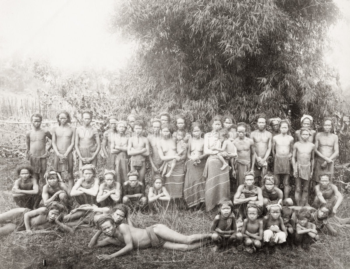 Vietnam Village Group Indigenous Tribe People French Indochina Vtg. Photo 19thC.