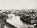 Bharatpur Bhurtpore North India Fort Moat Cityscape Bridge Vtg. Photo 19thC.