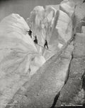 Alps Climbers Traversing Crevasse Mountaineering Glacier Vtg. Photo 19thC.