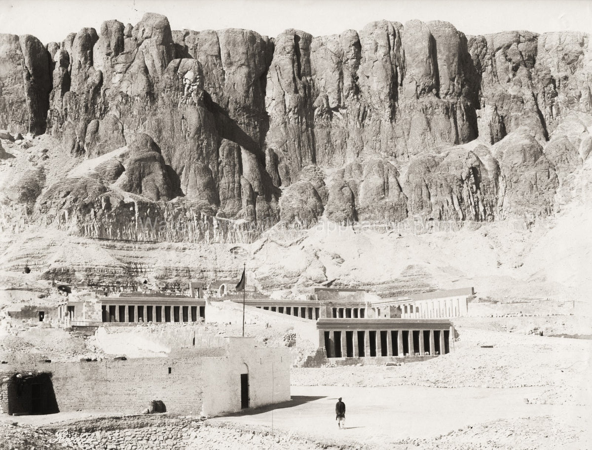 Luxor Egypt Hatshepsut Temple Deir el-Bahari Ruins Cliffs Vtg. Photo 19thC.