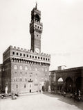 Florence Palazzo Vecchio Tower Piazza Statues Architecture Vtg. Photo 19thC.