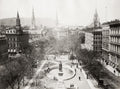 Victoria Square Montreal Canada Cityscape Fountain Statue Vtg. Photo 19thC.