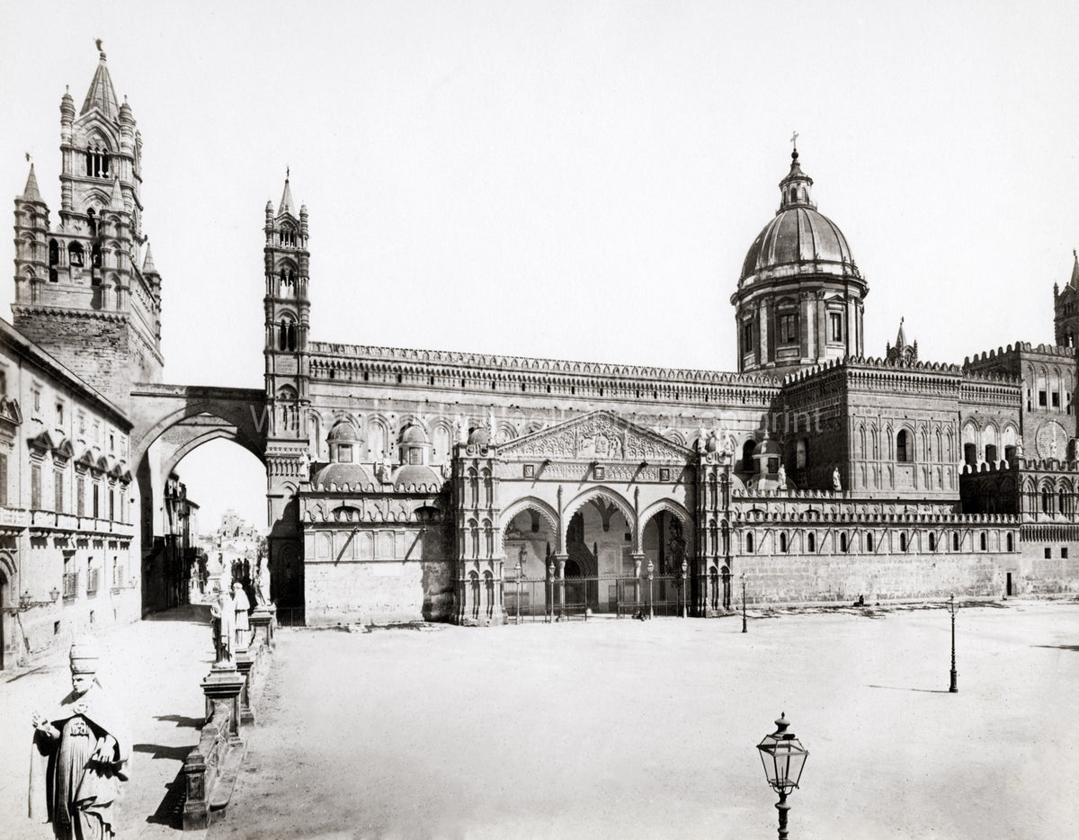 Palermo Cathedral Sicily Italy Architecture Landmark Square Vtg. Photo 19thC.
