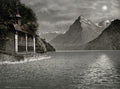 Switzerland Tellskapelle Chapel Lake Lucerne Alpine Mountains Vtg. Photo 19thC.