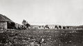 British HQ Crimean War Soldiers Artillery Camp Farmhouse Vtg. Photo 19thC.