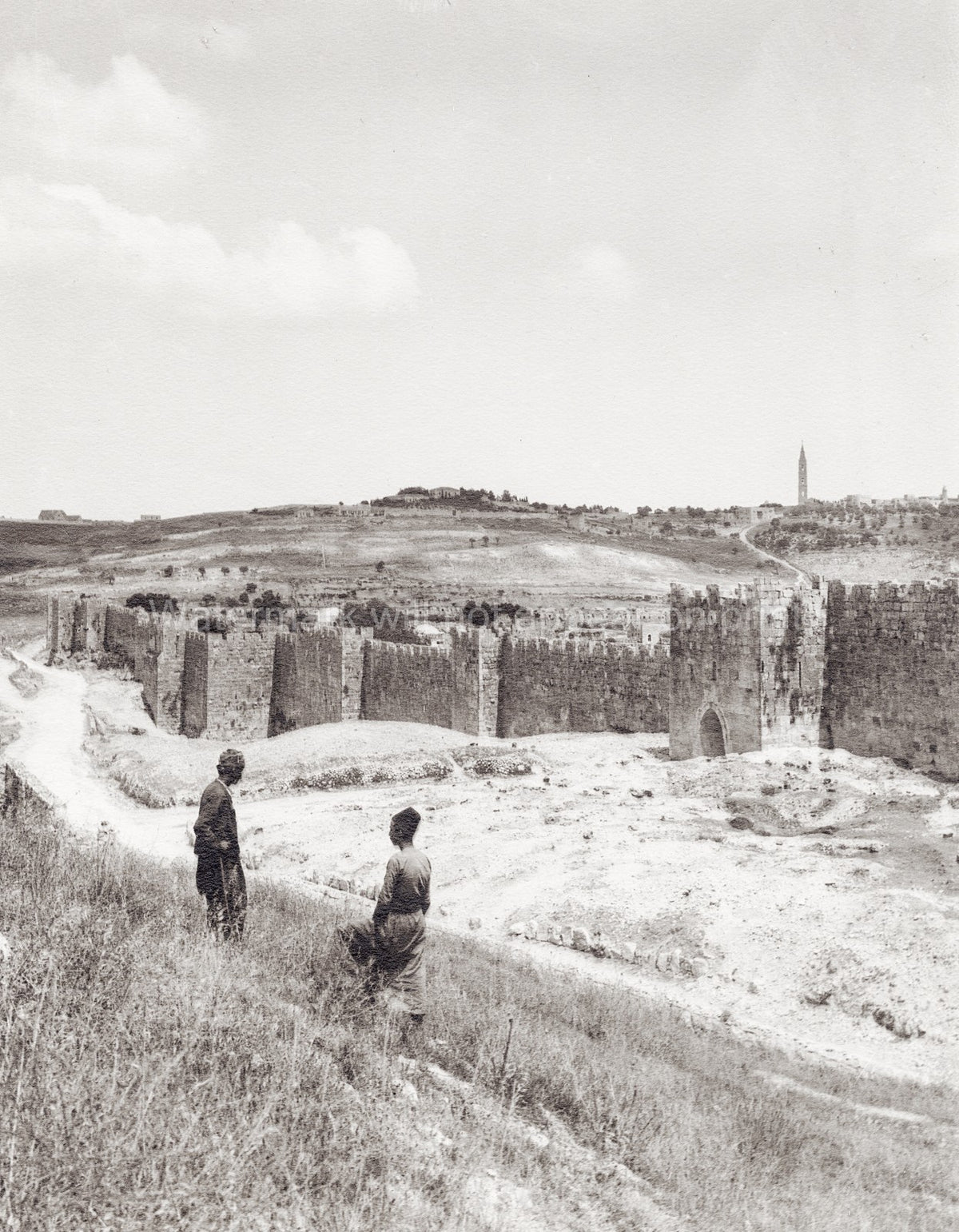 Jerusalem City Wall Mount Olives Palestine Israel Holy Land Vtg. Photo 19thC.