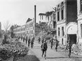 9th Army Soldiers Running Ruined Neuss Germany WWII Vtg. Photo WW2