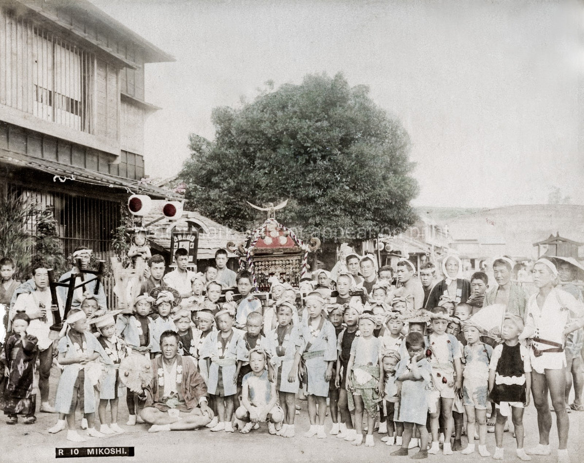 Japanese Children Festival Parade Mikoshi Shrine Traditional Vtg. Photo 19thC.