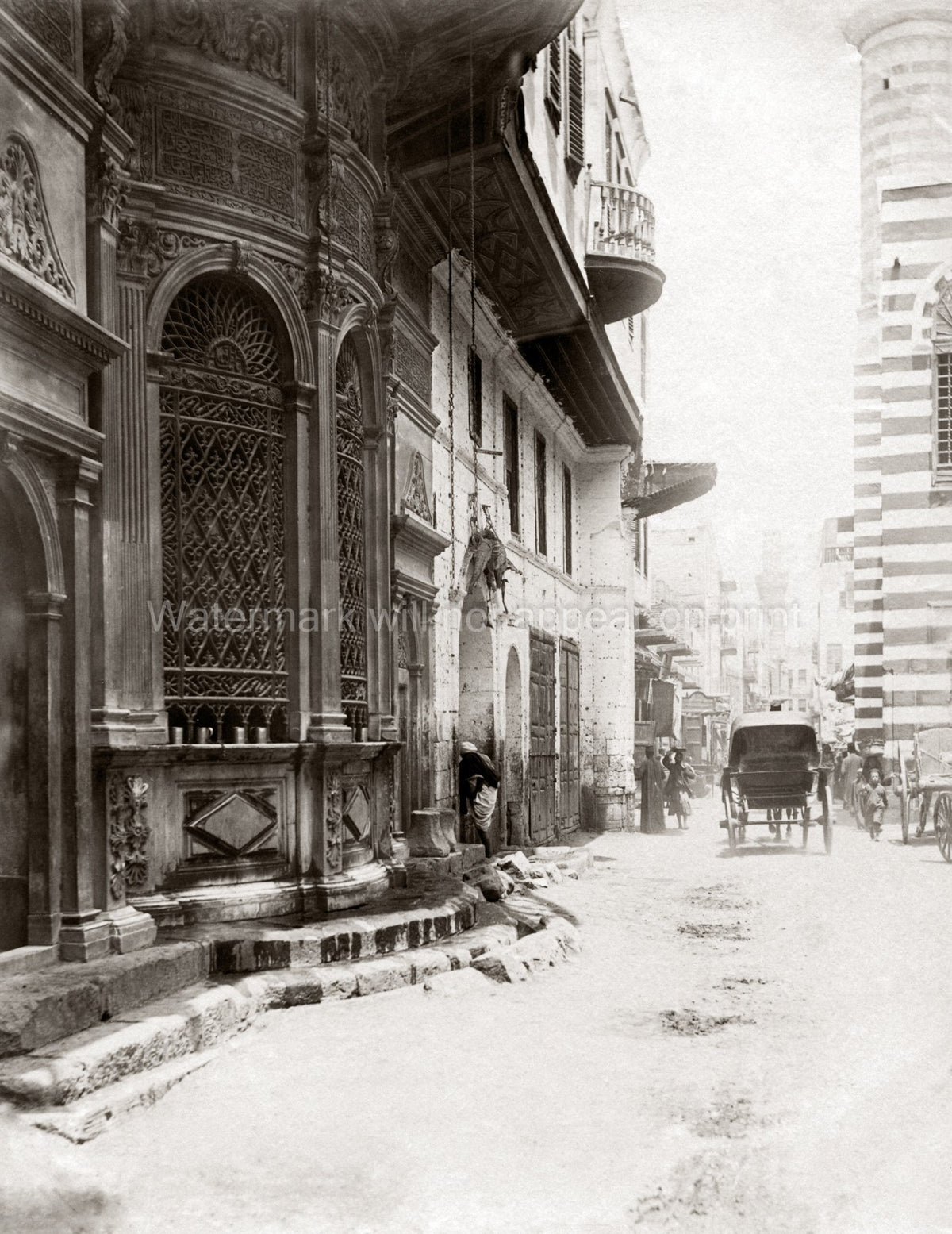 Constantinople Street Scene Sabil Fountain Ottoman Vtg. Photo 19thC.