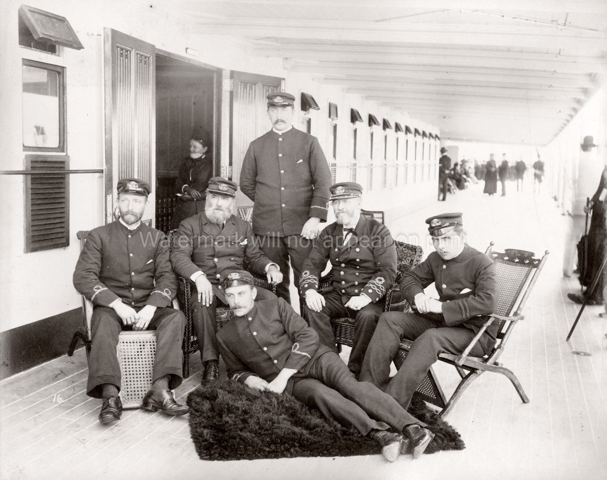 White Star Line RMS Teutonic Captain Officers Ship Deck Vtg. Photo 19thC.