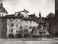 Trento Italy Piazza Duomo Neptune Fountain Frescoed Houses Vtg. Photo 19thC.