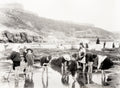 Children Playing Scarborough Beach Yorkshire Seaside Resort Vtg. Photo 19thC.
