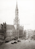 Brussels Grand Place Town Hall Gothic Architecture Square Vtg. Photo 19thC.