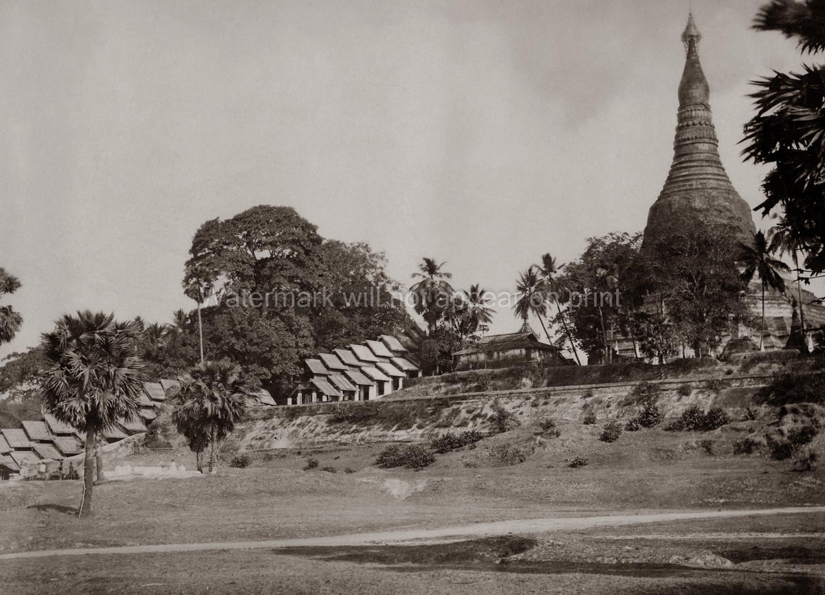 Shwedagon Pagoda Burma Myanmar Temple Architecture Stupa Vtg. Photo 19thC.