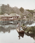 Japan Geishas Boat Lake Traditional Garden Temple Vtg. Photo 19thC.