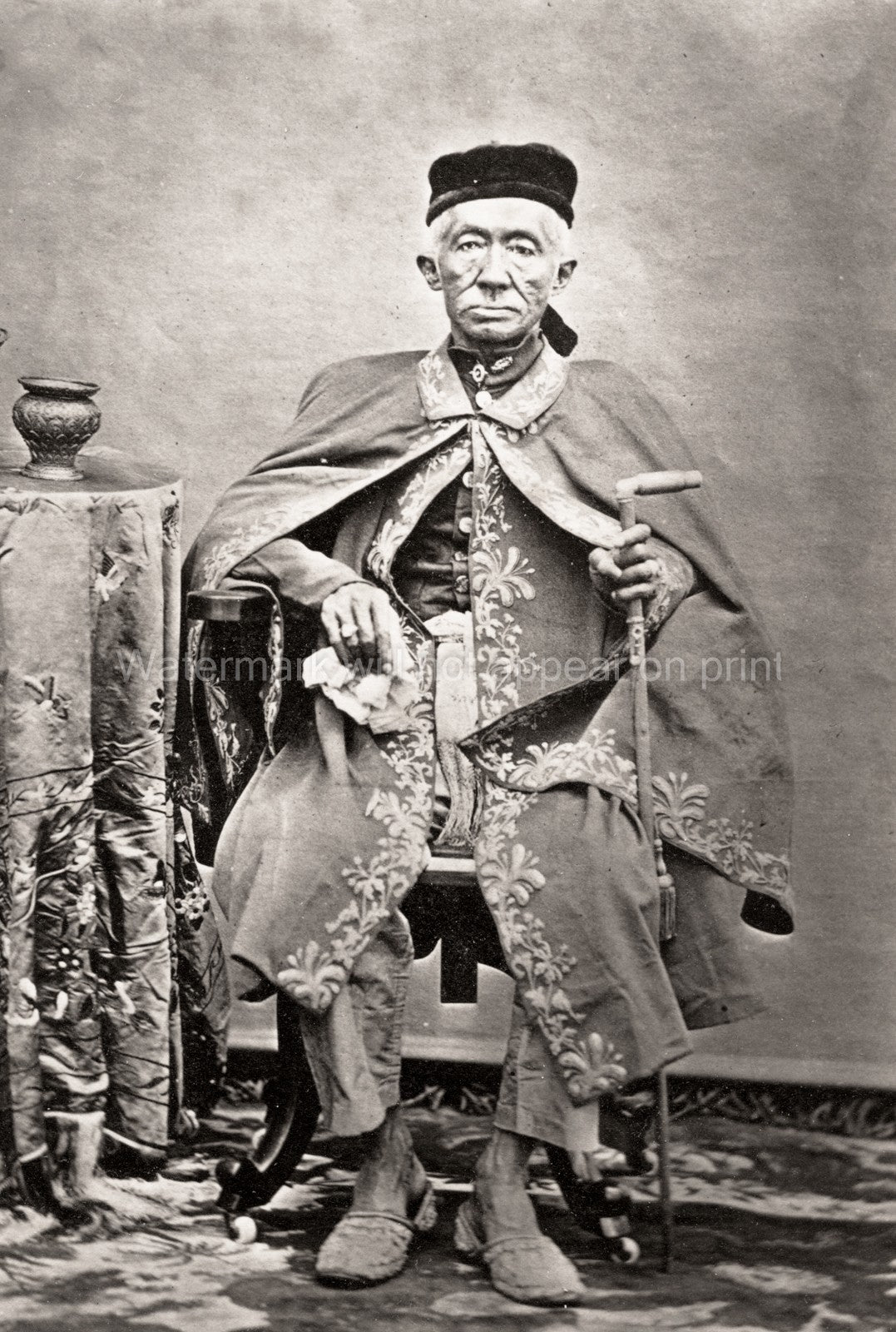 King Mongkut Rama IV Siam Thailand Royalty Portrait Seated Vtg. Photo 19thC.