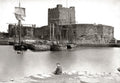 Carrickfergus Castle Ireland Harbor Sailing Ships Stone Walls Vtg. Photo 19thC.