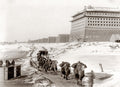 Peking Beijing China City Walls Camels Caravan Snow Winter Vtg. Photo 20thC.