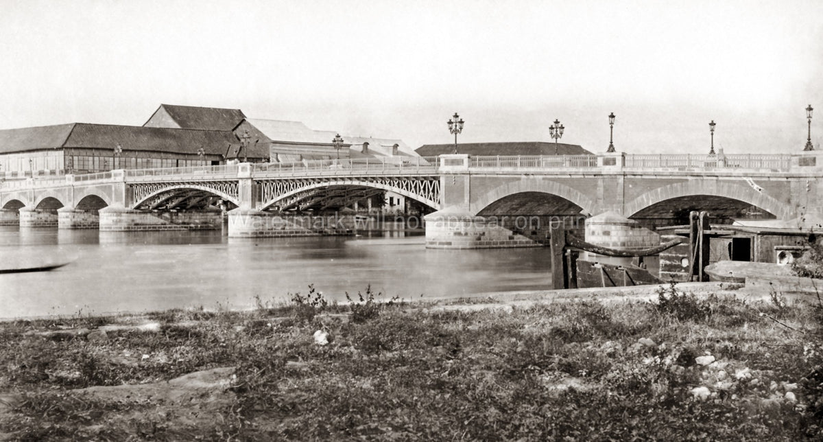 Puente de Espana Bridge Manila Philippines River Arches Vtg. Photo 20thC.