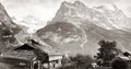 Switzerland Eiger Mountain Grindelwald Alps Glacier Chalet Vtg. Photo 19thC.