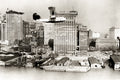 Manhattan New York Skyline Flyingboat Seaplane Hudson River Vtg. Photo 20thC.