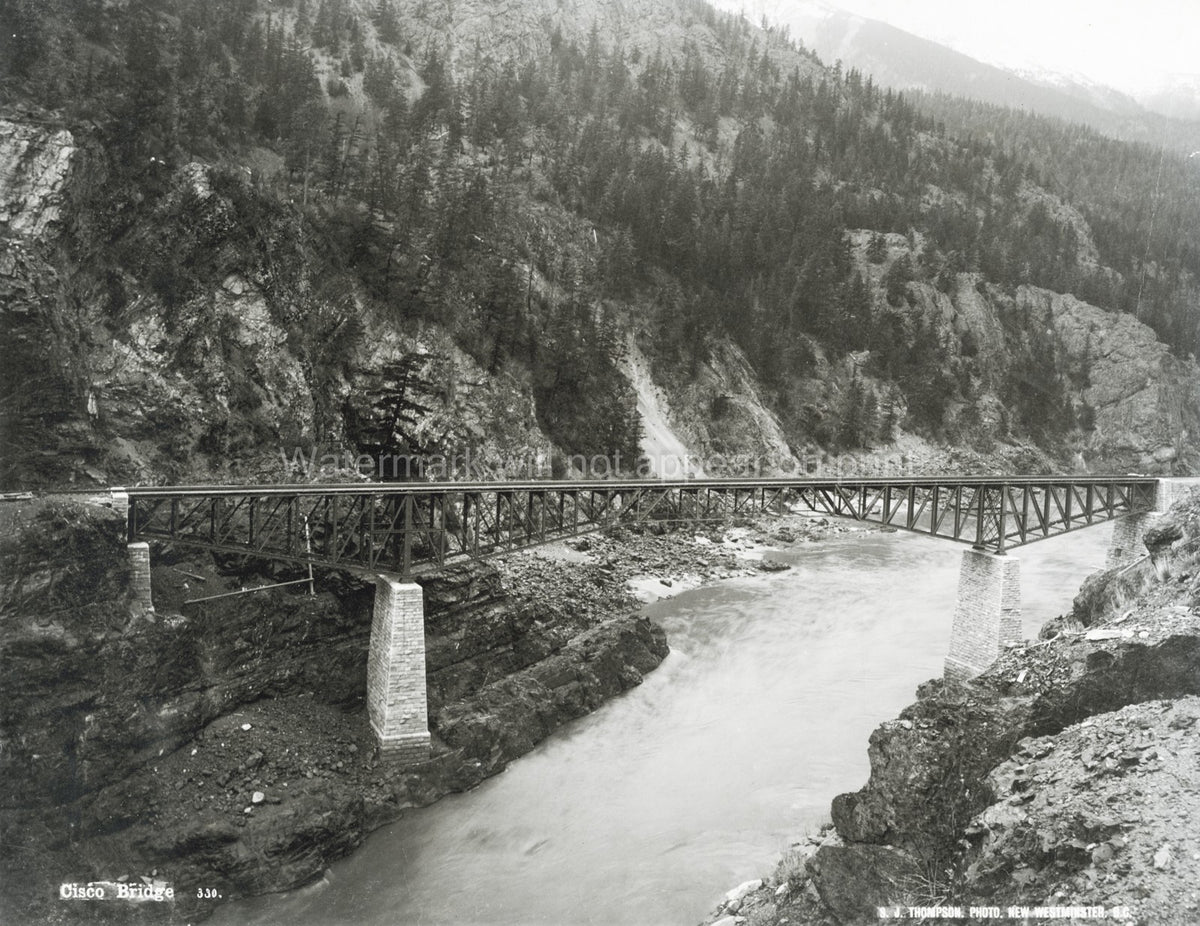 Canadian Pacific Railway Cisco Bridge Fraser Canyon BC Vtg. Photo 19thC.