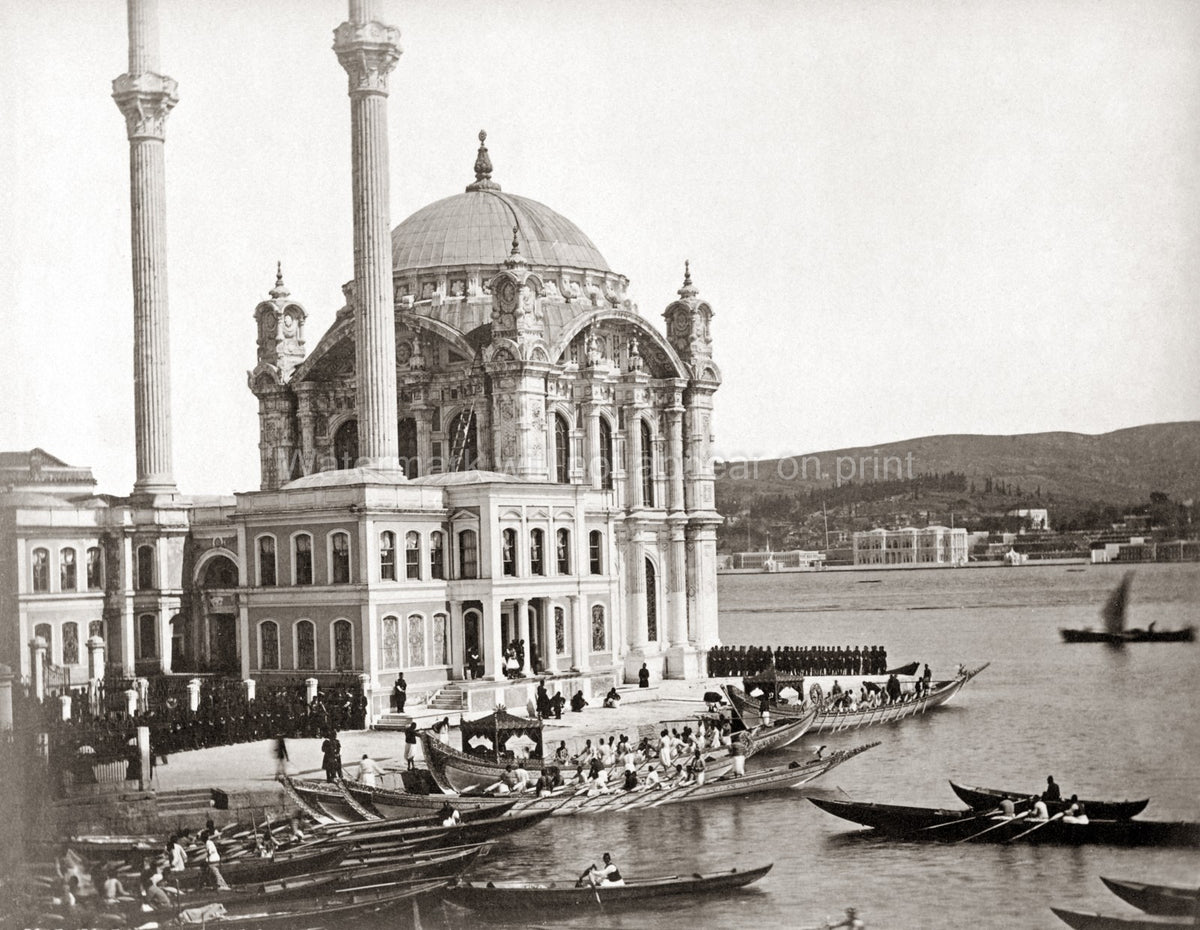 Istanbul Turkey Sultan Friday Prayers Ortaky Mosque Bosphorus Vtg. Photo 19thC.