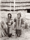 Ainu Couple Hokkaido Japan Indigenous People Traditional Vtg. Photo 19thC.
