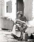 Robin Hood's Bay Fisherman's Daughter Mending Clothes Rustic Vtg. Photo 19thC.