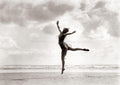 Dancer On A Beach Ballet Leap Artistic Pose Ocean Sky Vtg. Photo 20thC.