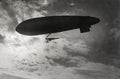 British Naval Airship WW1 Silhouette Sky Clouds Aviation Vtg. Photo