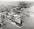 Kingston Ontario Harbour Docks Aerial View Ships Railyard Vtg. Photo 20thC.