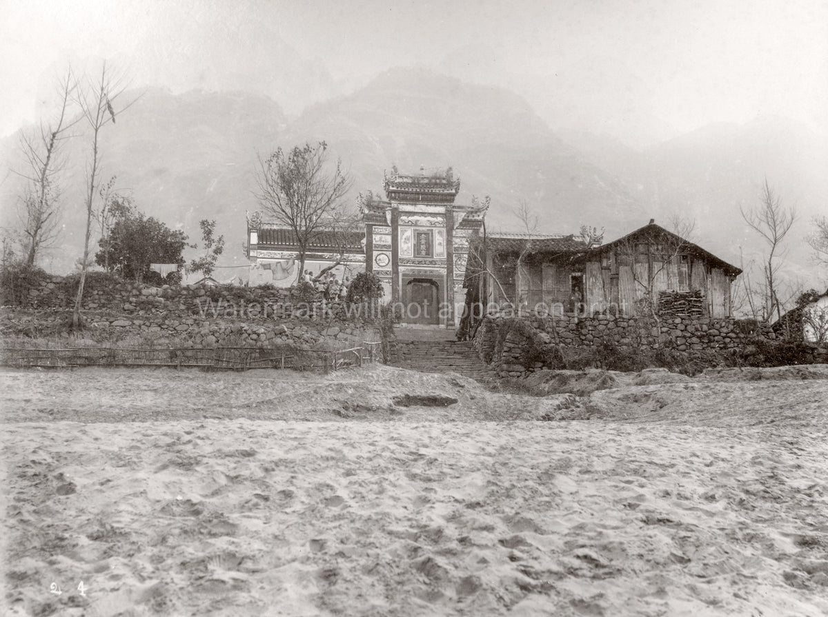China Yangtze River Gorges Temple Gateway Architecture Vtg. Photo 19thC.