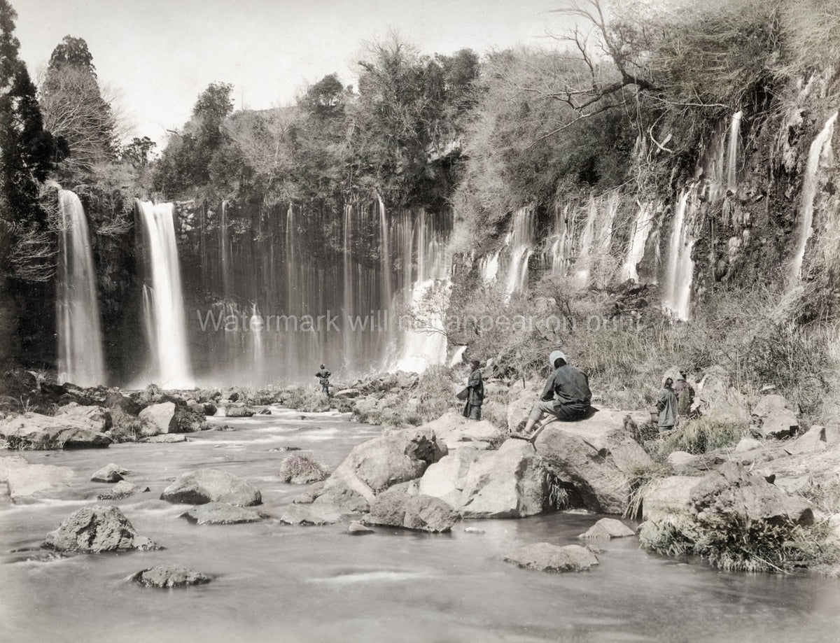 Shiraito Waterfall Fujiyama Japan River Rocks Nature Landscape Vtg. Photo 19thC.