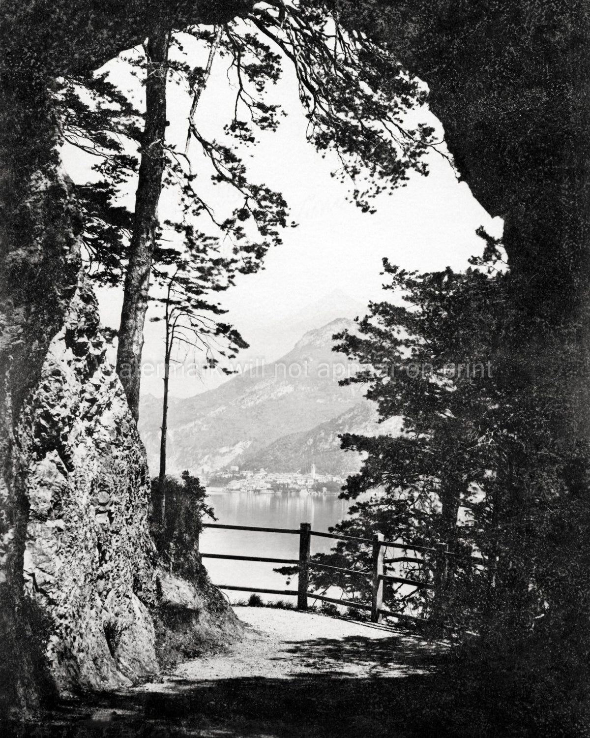 Lake Como Lombardy Italy View Mountains Village Landscape Vtg. Photo 19thC.