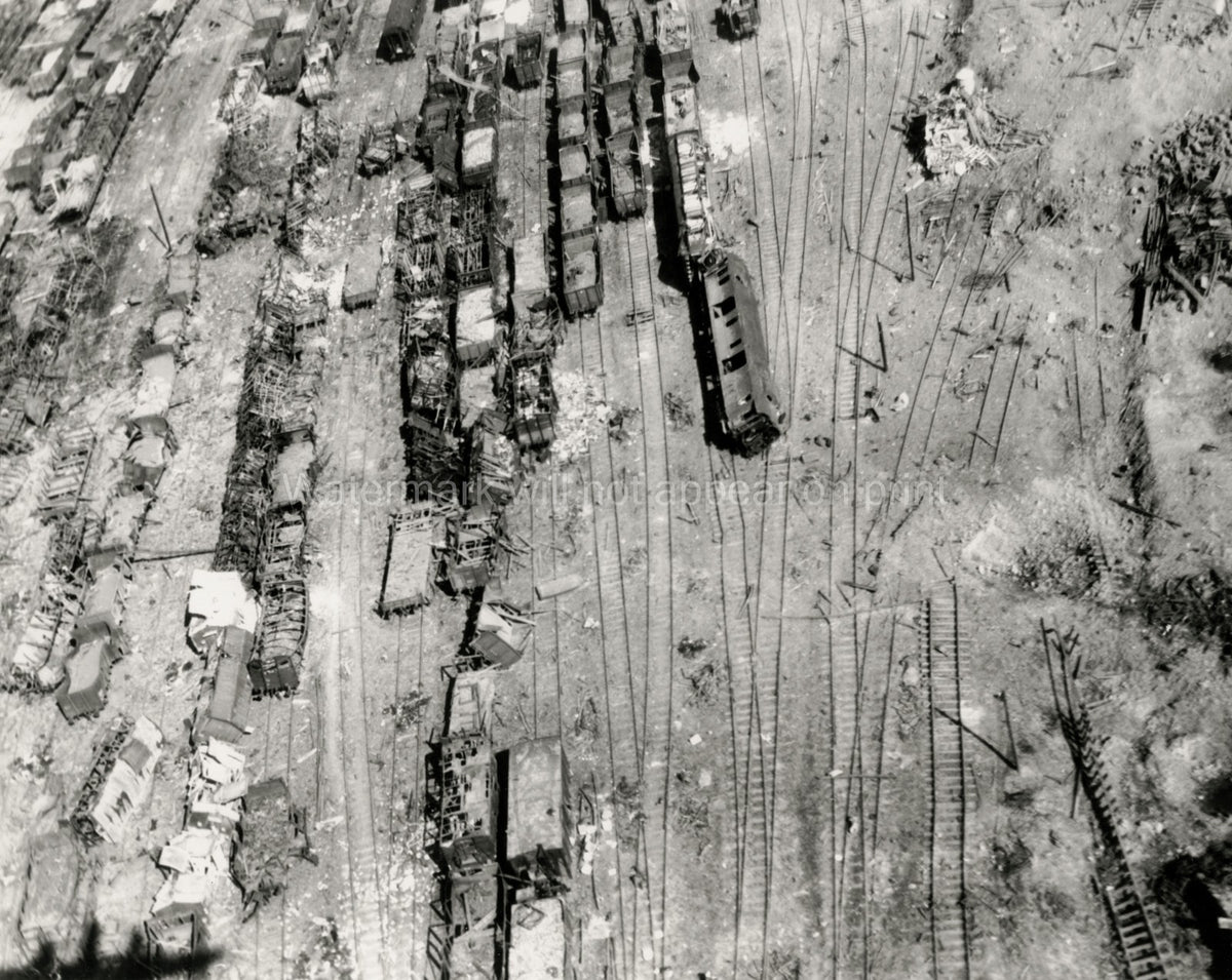 Haiger Railway Marshalling Yards Bombing Aftermath Wreckage Vtg. Photo WW2