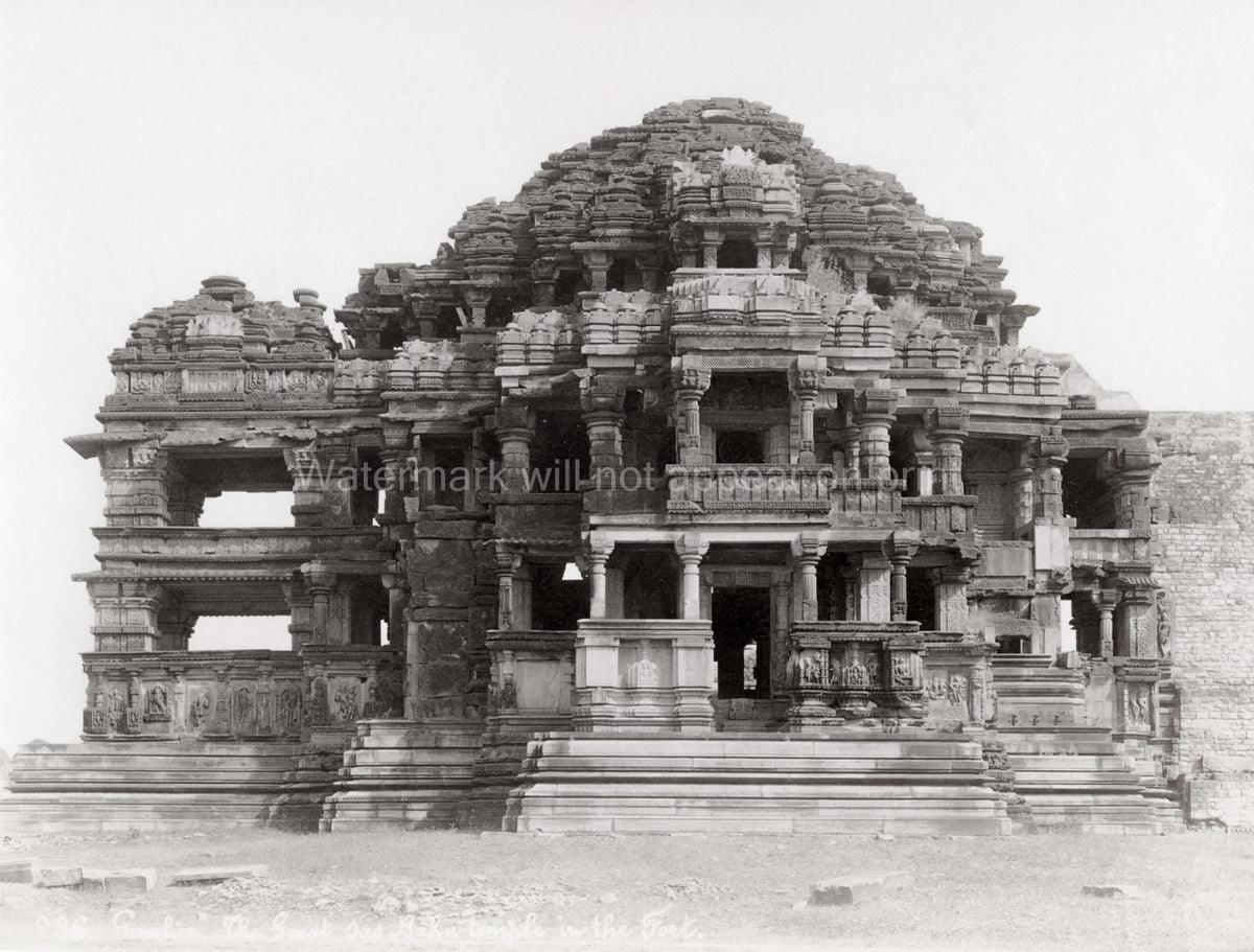 Gwalior India Sas Bahu Temple Fort Hindu Architecture Carvings Vtg. Photo 19thC.