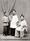 China Women Bound Feet Manchu Hairstyle Servant Boy Clothing Vtg. Photo 19thC.
