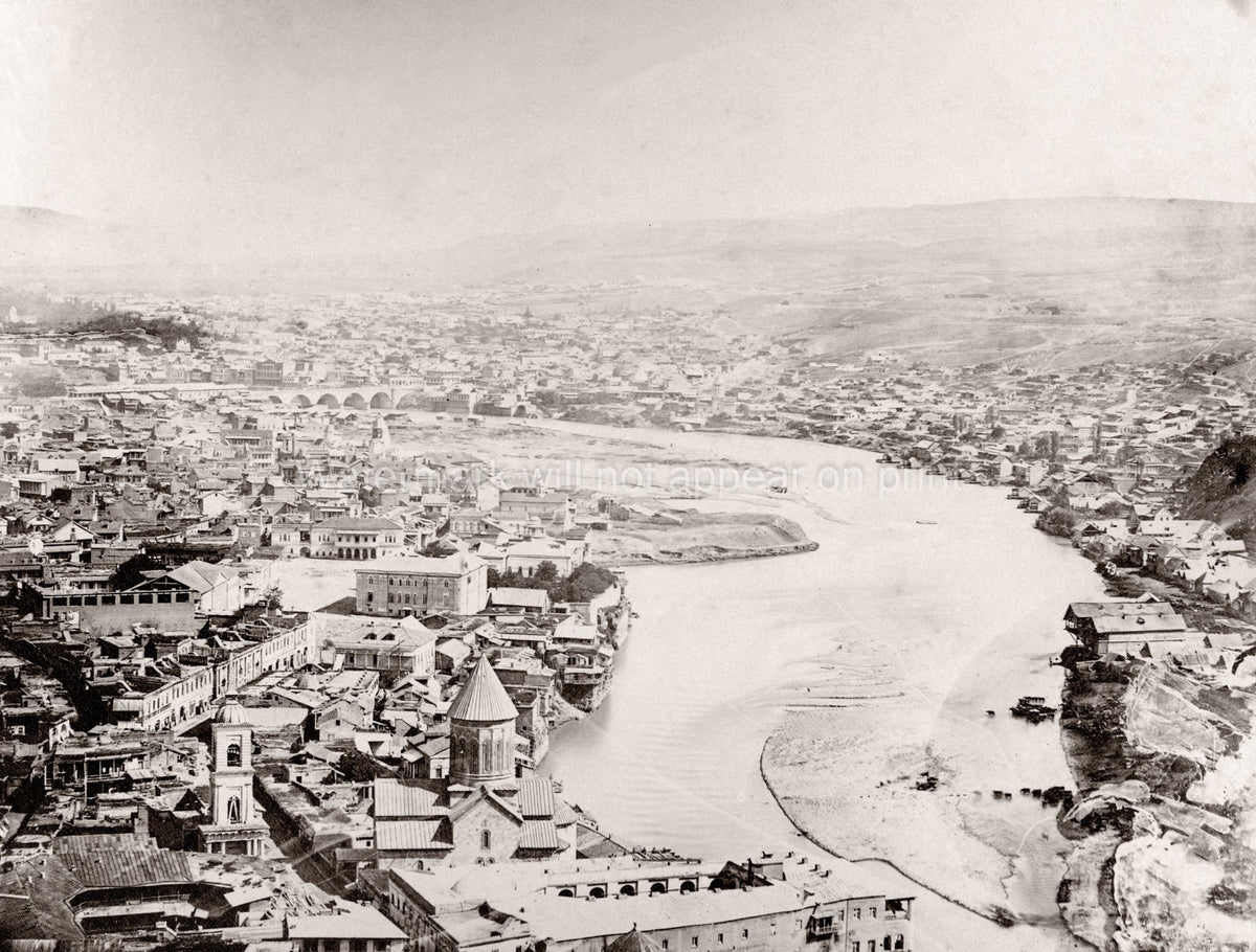 Tiflis Tbilisi Georgia Cityscape Panorama Mtkvari River Vtg. Photo 19thC.