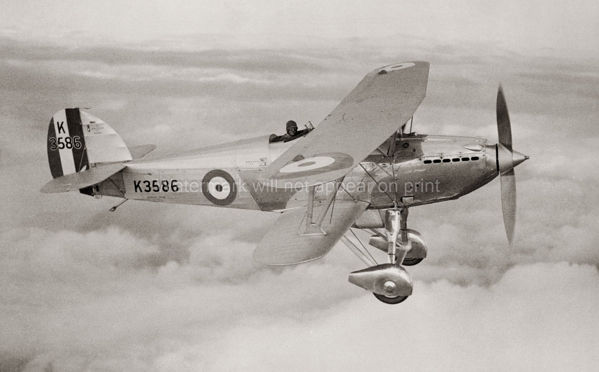 RAF Hawker Fury Aircraft Flight Military Biplane Pilot Vtg. Photo 20thC.