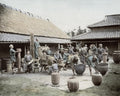 Japan Pottery Works Potters Craftsmen Making Clay Pots Vtg. Photo 19thC.