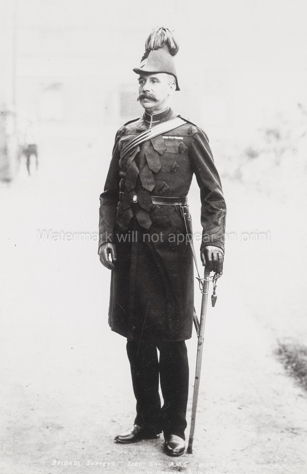 British Army Surgeon Medical Service Regiment Uniform Vtg. Photo 19thC.