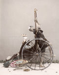 Japan Rickshaw Accident Staged Crash Upset Man Woman Vtg. Photo 19thC.