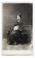 Japan Young Woman Kimono Traditional Dress Seated Portrait Vtg. Photo 19thC.