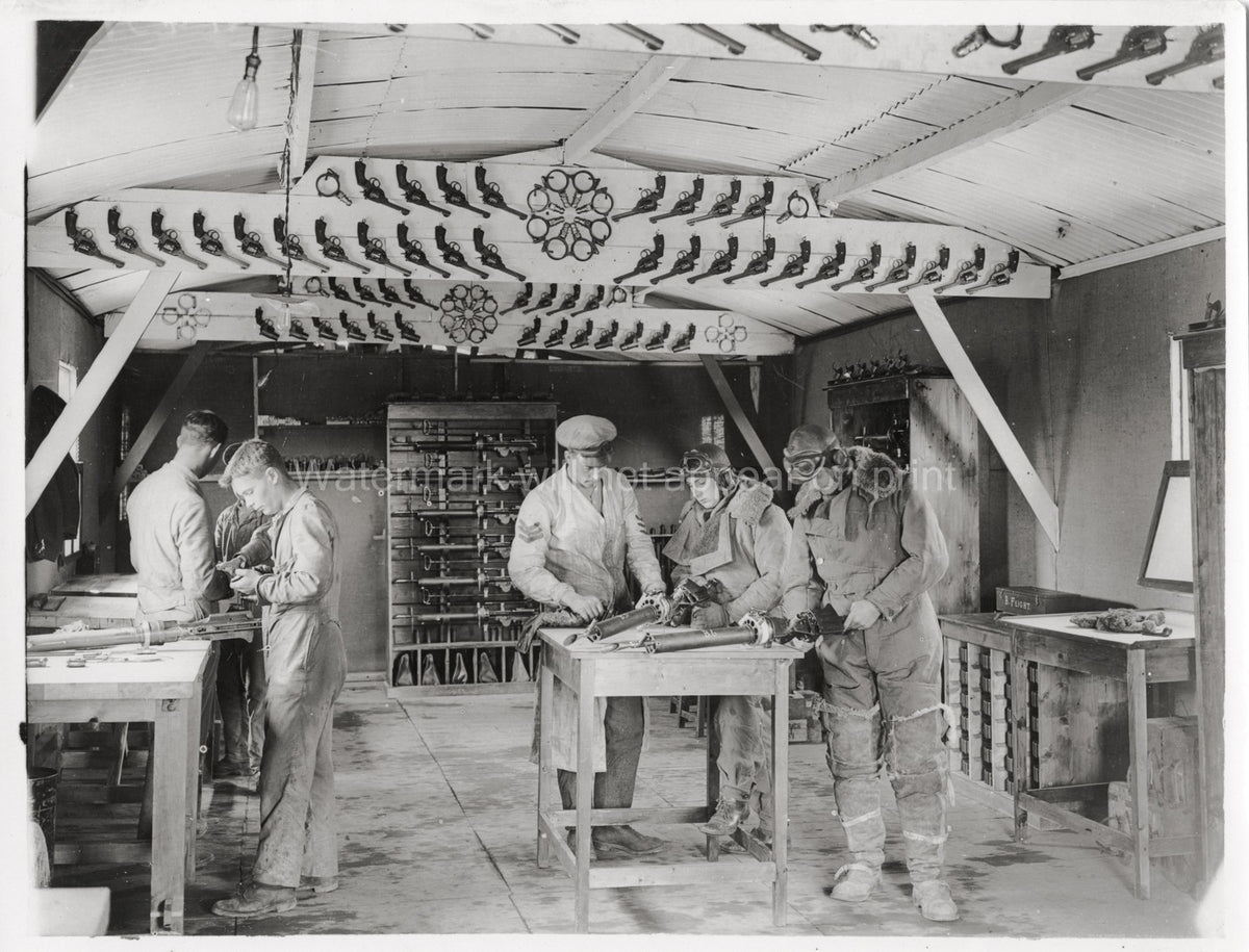 World War Pilots Observers Squadron Armory Guns Workshop Vtg. Photo WW1