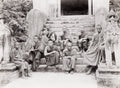 Burma Burmese Buddhist Priests Monks Temple Stairs Statues Vtg. Photo 19thC.