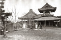 Tokyo Japan Drum Tower Yedo Temple Garden Architecture Man Vtg. Photo 19thC.